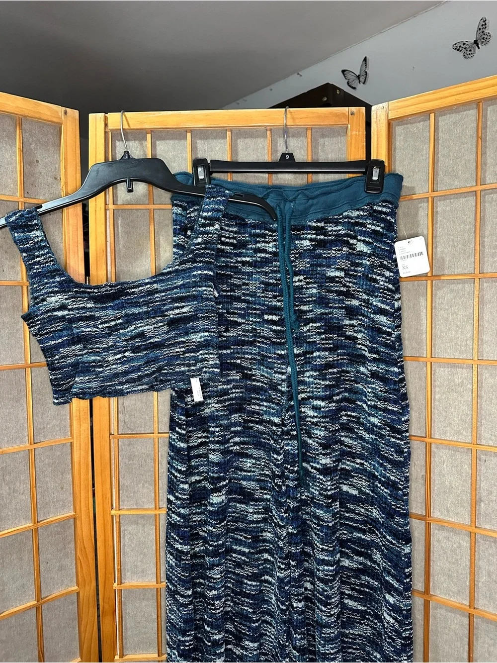 Free People Multi Color Teal Blue 2 Piece Set